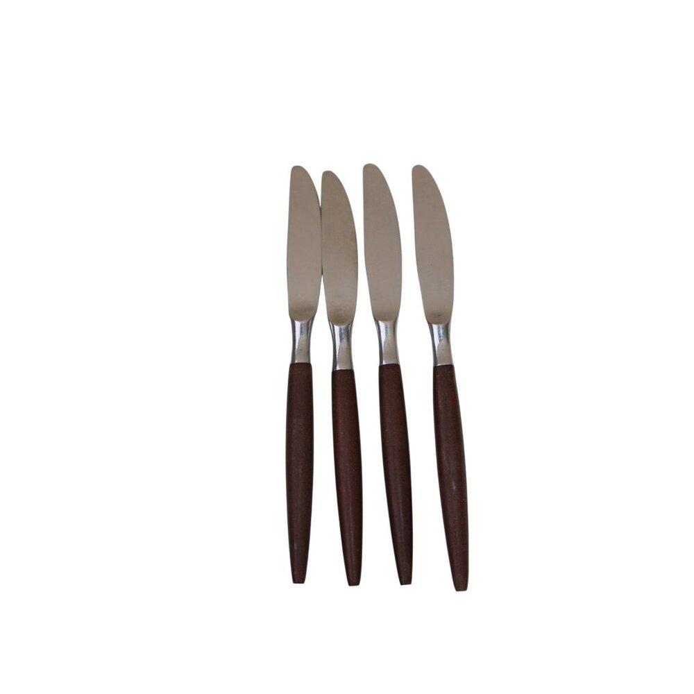 4 American Tempo Dinner Knives Canoe Muffin Vintage Knife 92458